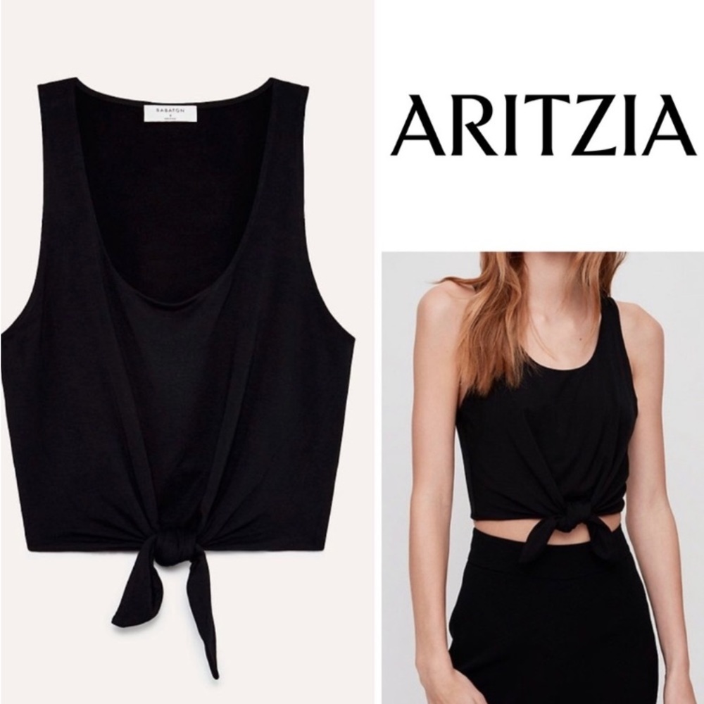 Babaton Jeronimo Black Crop Tie Front Tank Top XXS A104